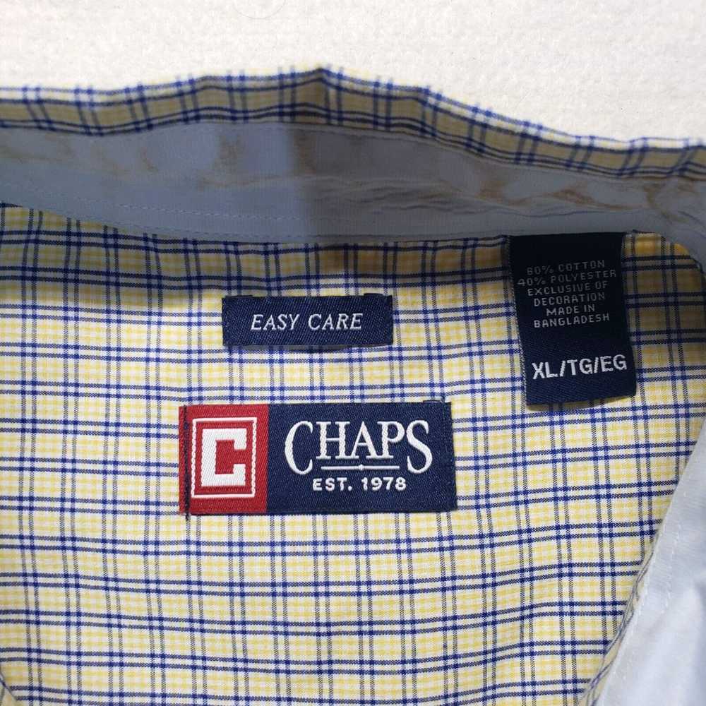 Chaps Chaps Yellow Plaid Collared Short Sleeve Bu… - image 3