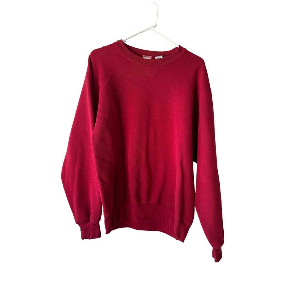 Vintage 80s Red Blank Solid Crewneck Sweatershirt… - image 1