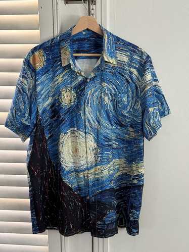 Vintage Van Gogh Starry Night Button Up