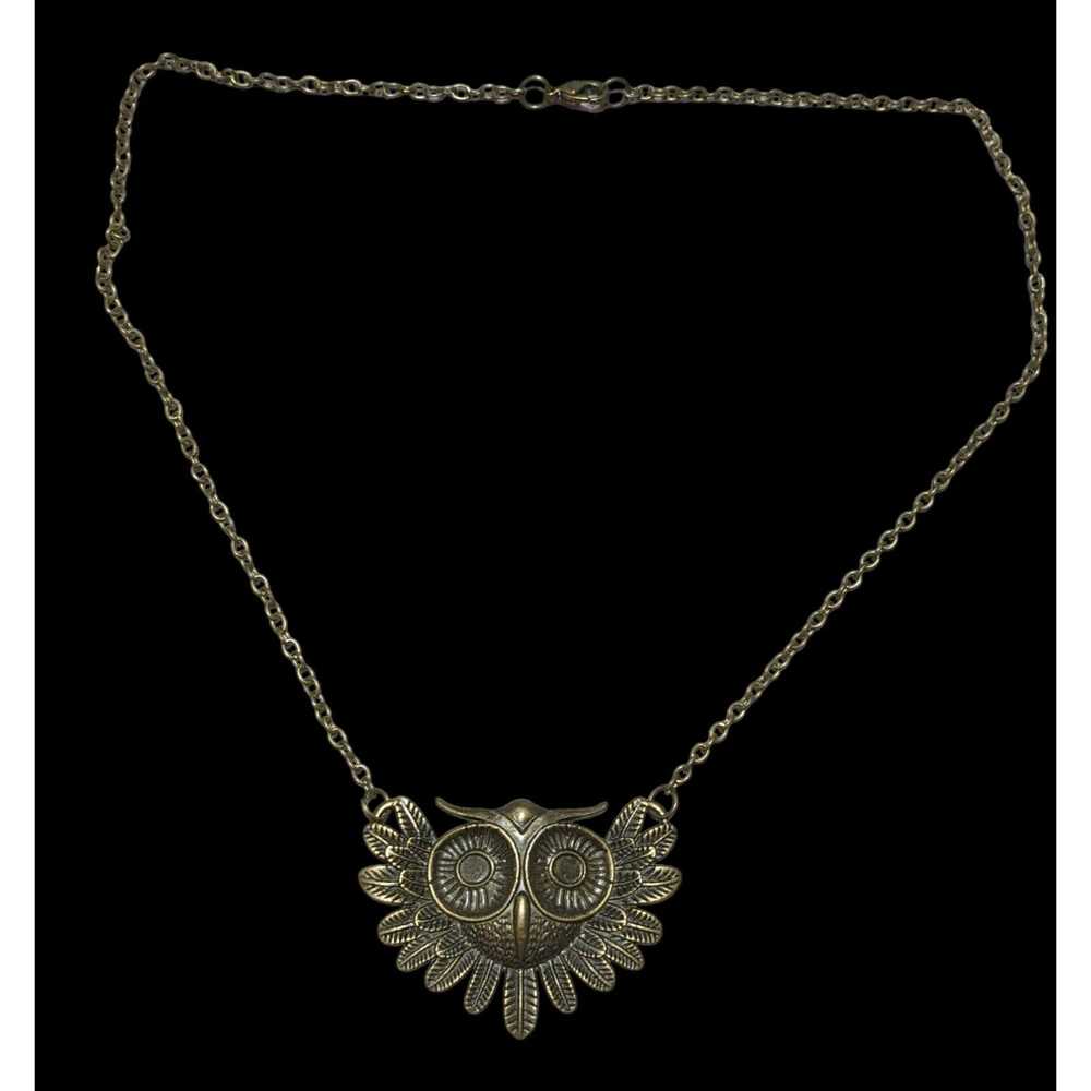 Other Gold Steampunk Owl Necklace - image 1