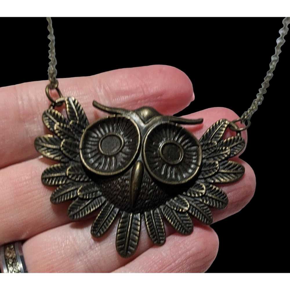 Other Gold Steampunk Owl Necklace - image 4