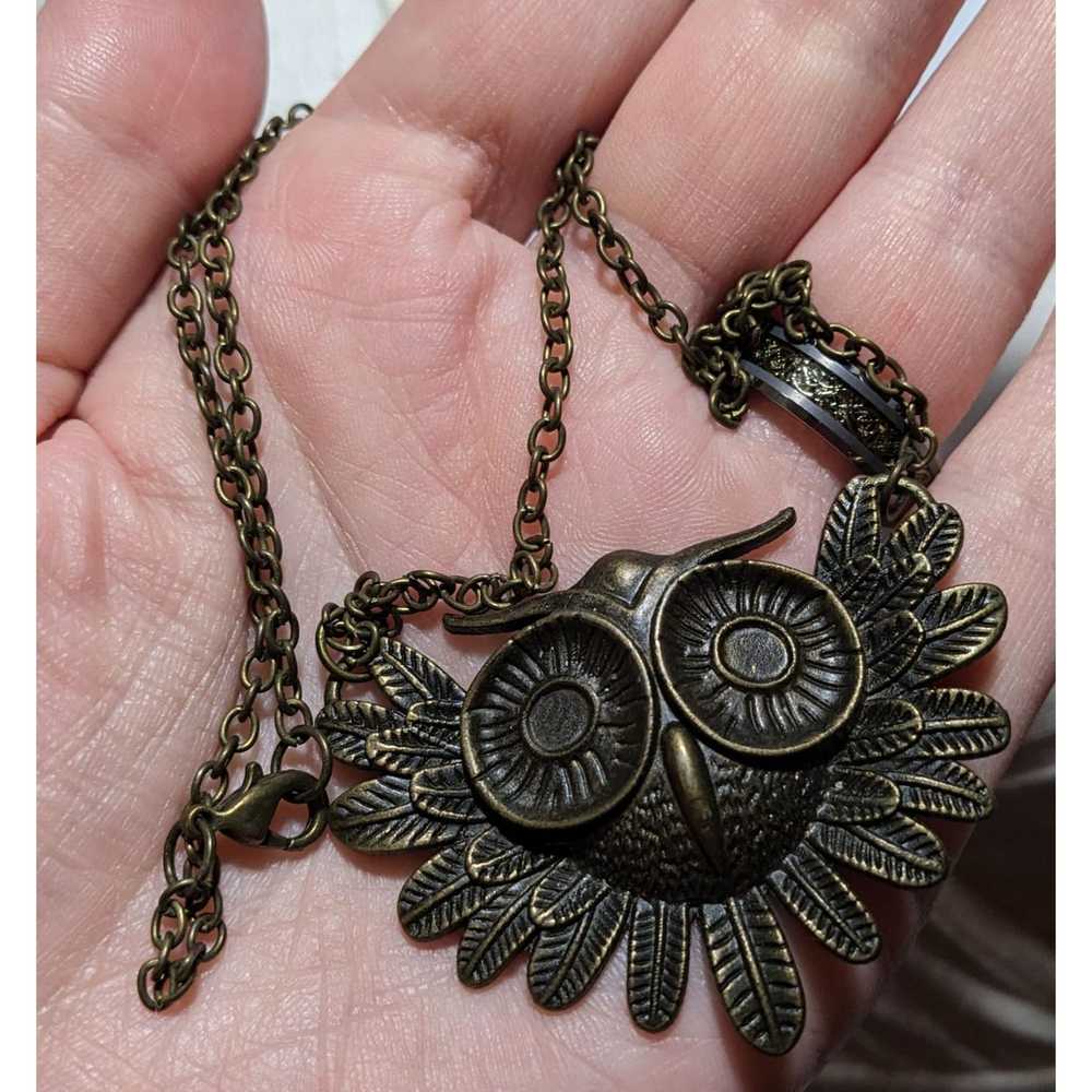 Other Gold Steampunk Owl Necklace - image 5