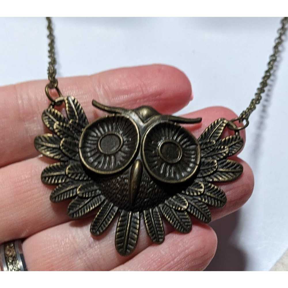 Other Gold Steampunk Owl Necklace - image 8