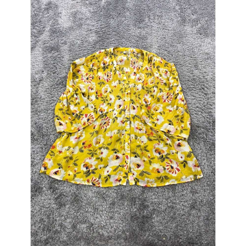 Vintage Spense Top Womens Small Yellow Floral Pea… - image 1