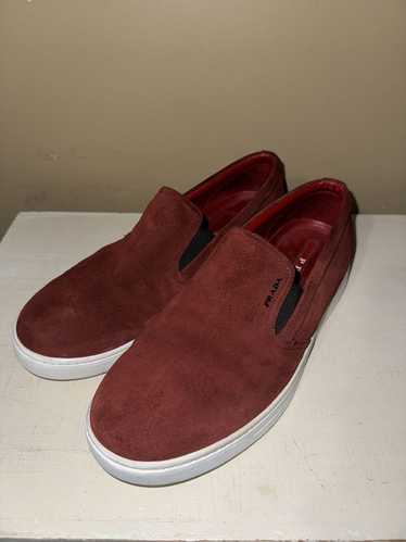 Prada × Very Rare Prada Maroon Suede Red Leather S