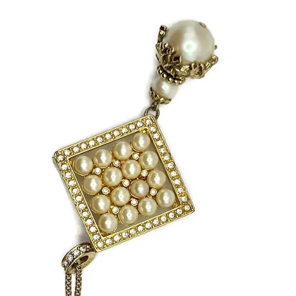 Joan Rivers Goldtone Imitation Pearl Crystal Rhin… - image 3