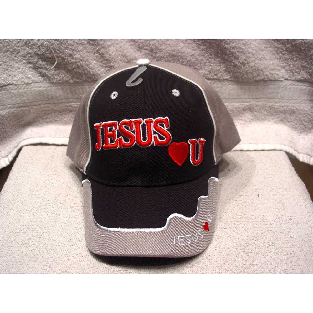 Vintage JESUS HEART LOVES YOU U BASEBALL CAP ( GR… - image 1
