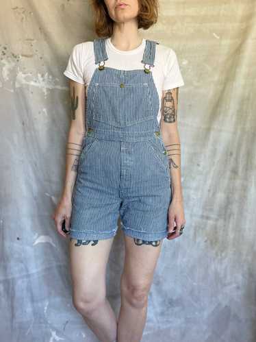 70s OshKosh Hickory Stripe Overalls Cut-offs