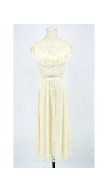 1970 Gold Label Gunne Sax Ivory Lace Midi Dress