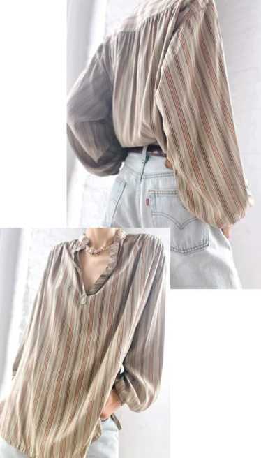 70s silk summer sage stripe chemise