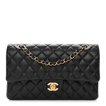 CHANEL Lambskin Quilted Medium Double Flap Black