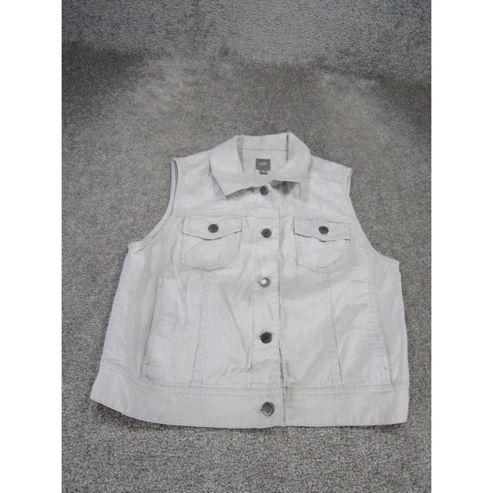 Vintage J. Jill Vest Womens Medium Gray Button Up… - image 1