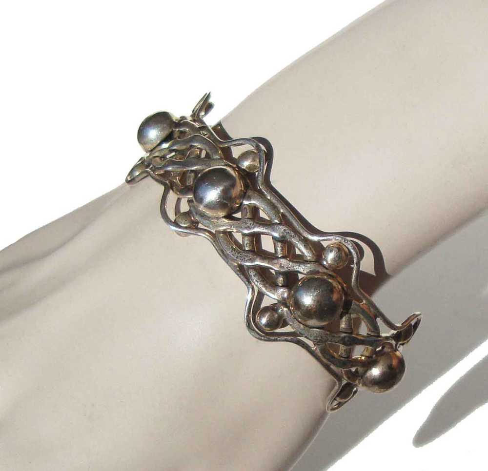 Vintage Mexican Sterling Silver Openwork Cuff Bra… - image 1