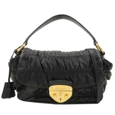 PRADA Leather Gathered 2WAY Shoulder Bag Black BN… - image 1