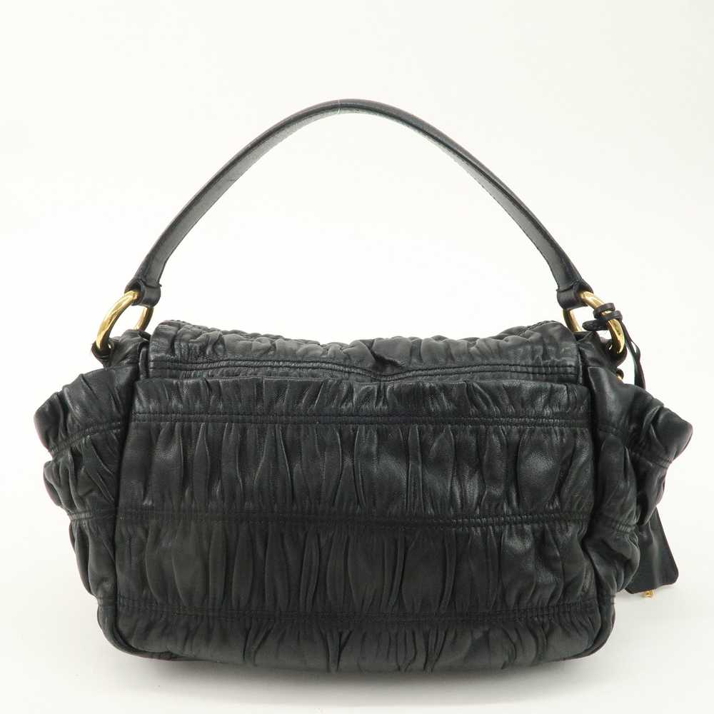 PRADA Leather Gathered 2WAY Shoulder Bag Black BN… - image 2