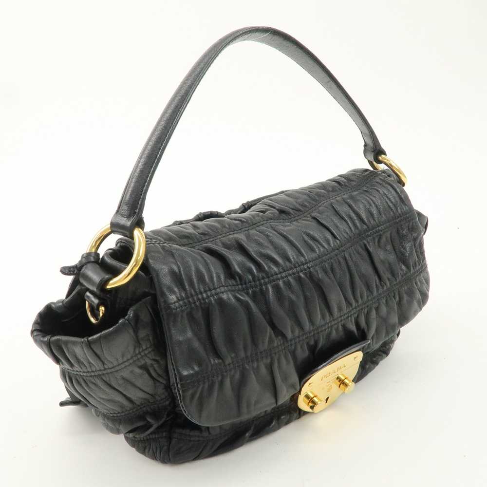 PRADA Leather Gathered 2WAY Shoulder Bag Black BN… - image 4