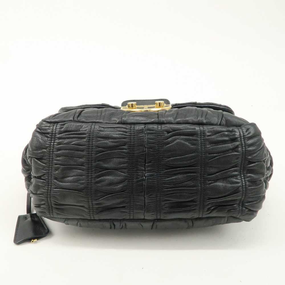 PRADA Leather Gathered 2WAY Shoulder Bag Black BN… - image 5