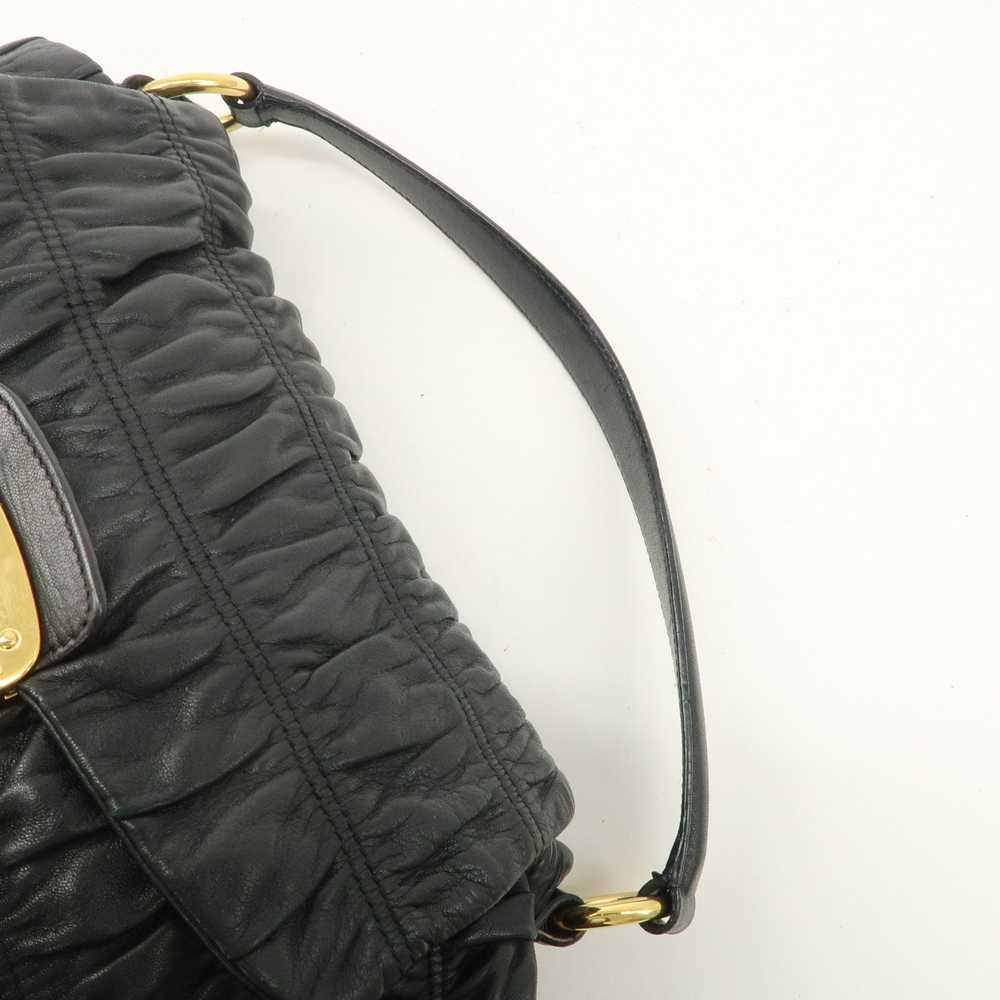 PRADA Leather Gathered 2WAY Shoulder Bag Black BN… - image 6