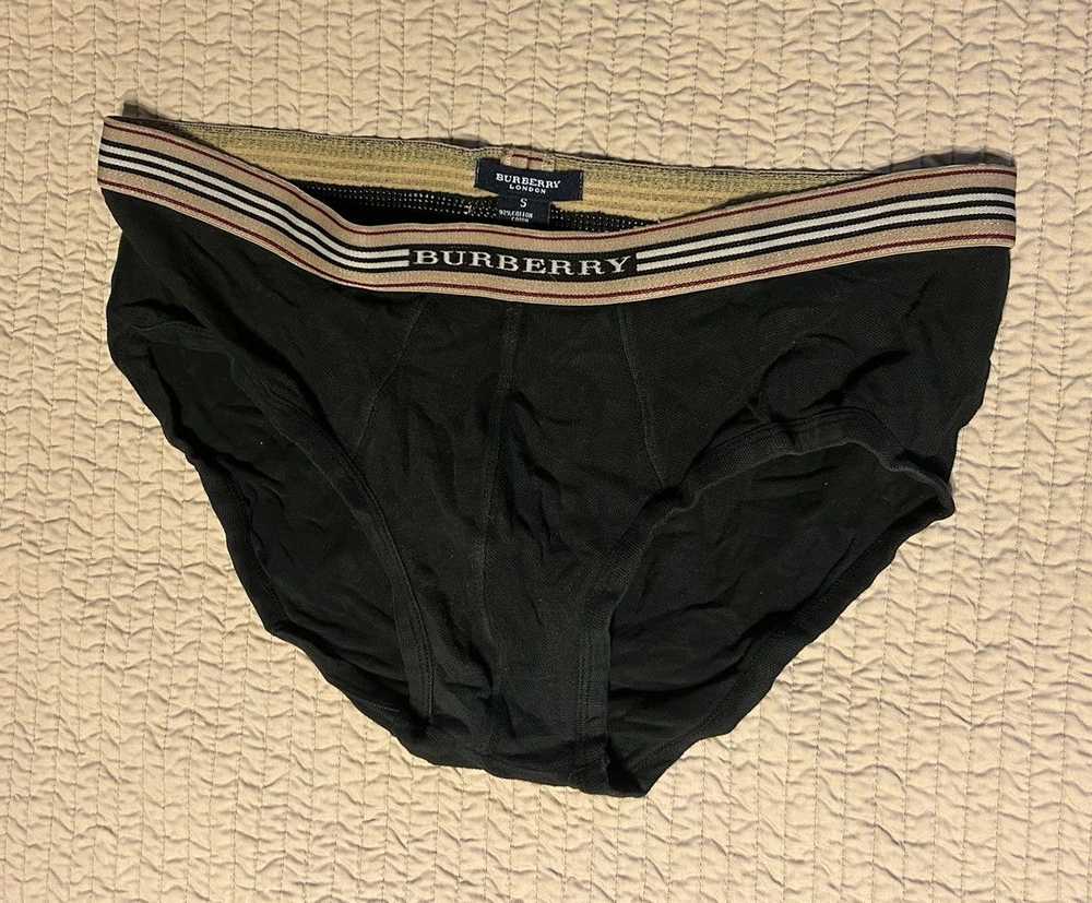 Burberry Stretch Cotton Pique Black Brief Small 3… - image 1