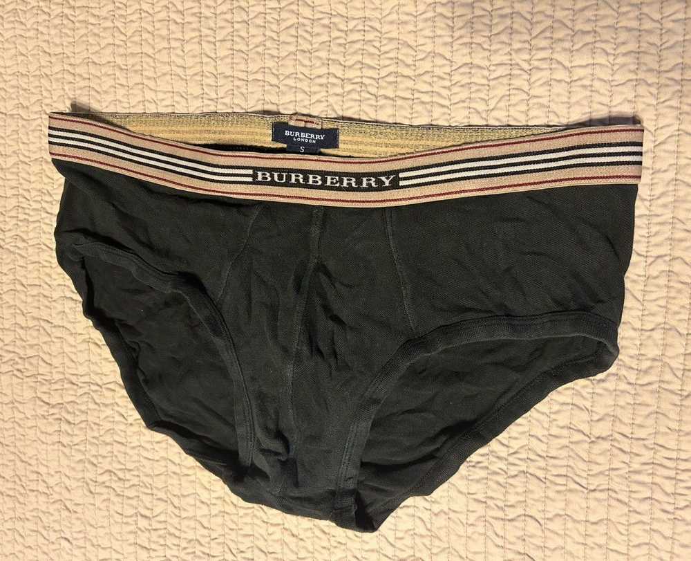 Burberry Stretch Cotton Pique Black Brief Small 3… - image 3