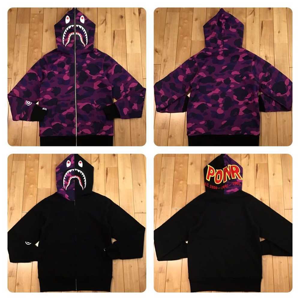S    purple camo reversible shark full zip hoodie… - image 1