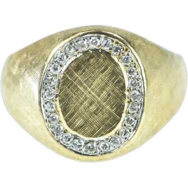 14K Retro Diamond Oval Monogram Signet Men's Ring… - image 1