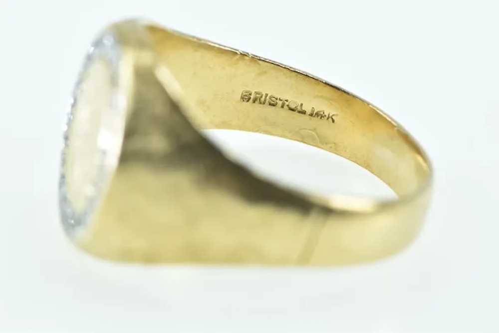 14K Retro Diamond Oval Monogram Signet Men's Ring… - image 3