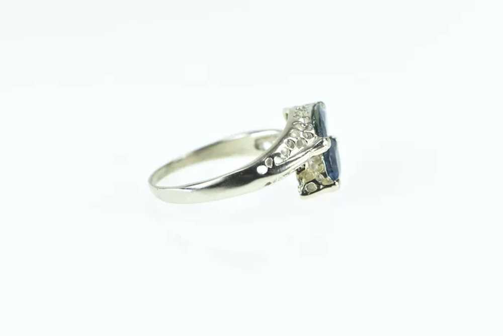 14K Marquise Sapphire Filigree Ornate Bypass Ring… - image 2