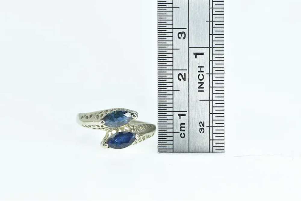 14K Marquise Sapphire Filigree Ornate Bypass Ring… - image 4