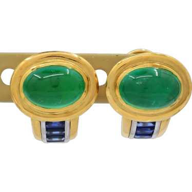 9CT Emerald Blue Sapphire 18k Yellow Gold Clip Pos