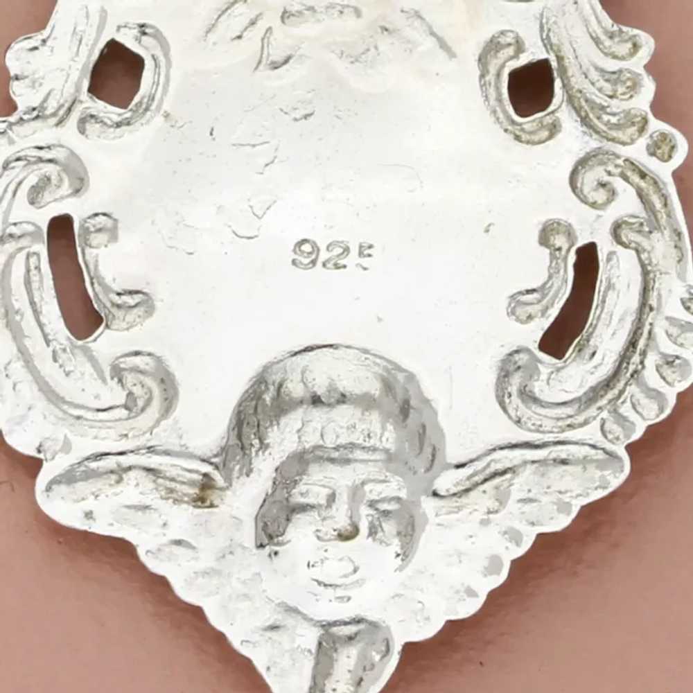 Sterling Silver Repousse Floral Scroll Cherub Ang… - image 3