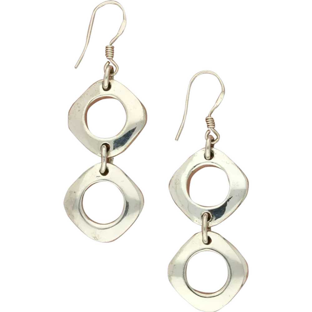 Sterling Silver Open Squares Dangle Earrings - image 1