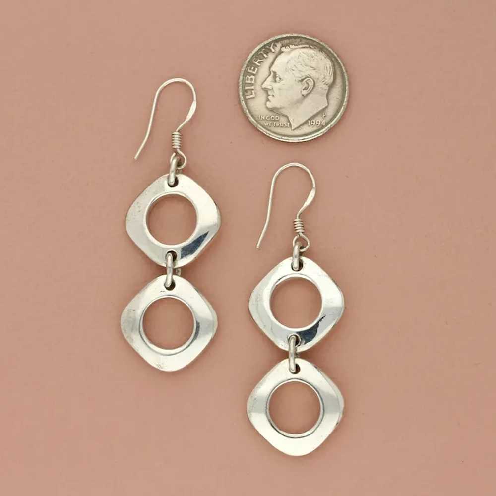 Sterling Silver Open Squares Dangle Earrings - image 3