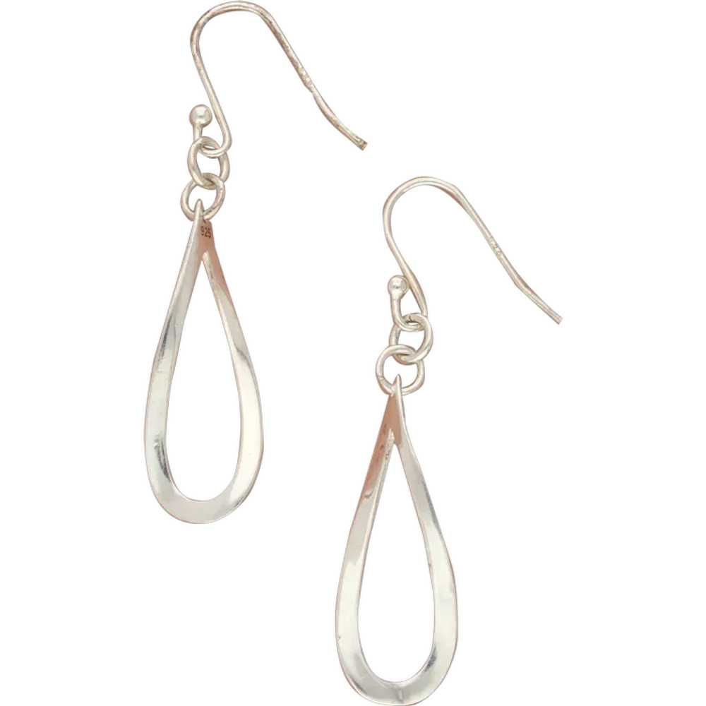 Sterling Silver Tear Drop Twist Dangle Earrings - image 1