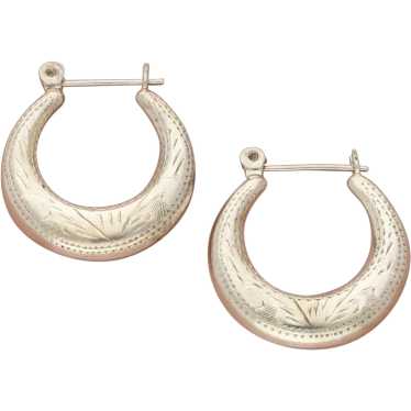 Sterling Silver Vintage Etched Hoop Earrings