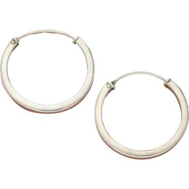 Sterling Silver 28Mm Edged Hoop Earrings