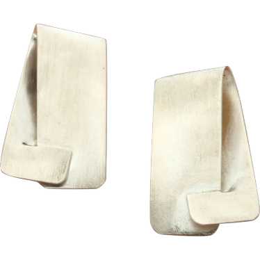 Sterling Silver Unique Fold Post Earrings - image 1