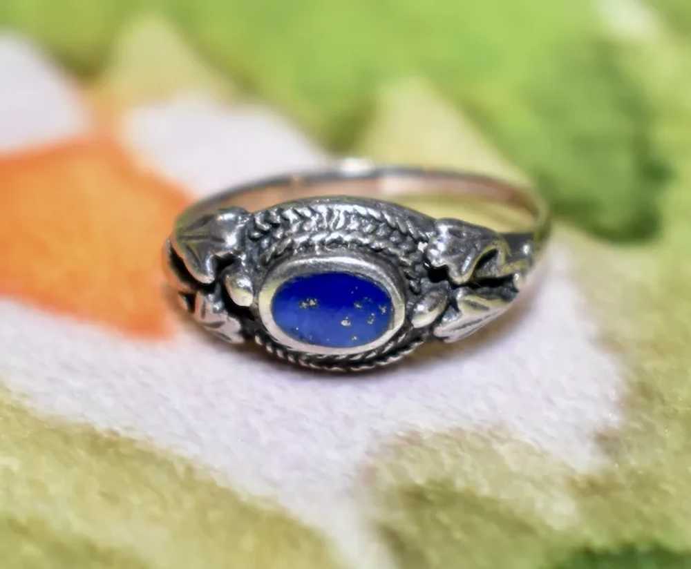 Sterling Silver Bezel Set Lapis Lazuli Ring - Siz… - image 10