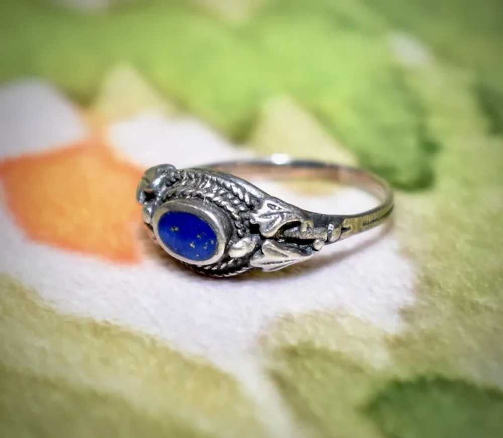 Sterling Silver Bezel Set Lapis Lazuli Ring - Siz… - image 11