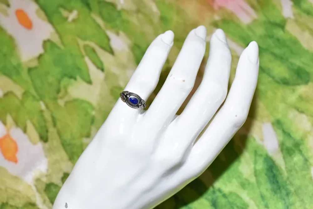 Sterling Silver Bezel Set Lapis Lazuli Ring - Siz… - image 4