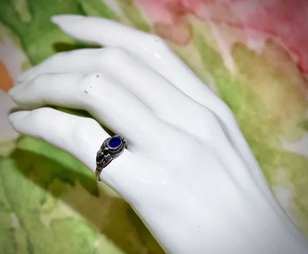 Sterling Silver Bezel Set Lapis Lazuli Ring - Siz… - image 5