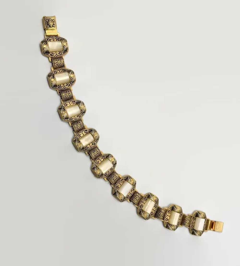 Damascene Bracelet, Black, Silver, Gold, Lucite, … - image 5