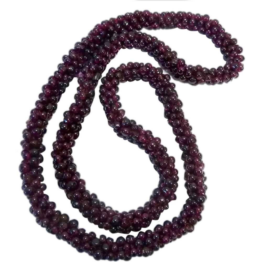 Garnet Bead Woven Rope Necklace Endless - image 1