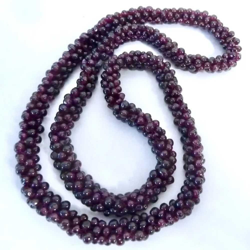 Garnet Bead Woven Rope Necklace Endless - image 2