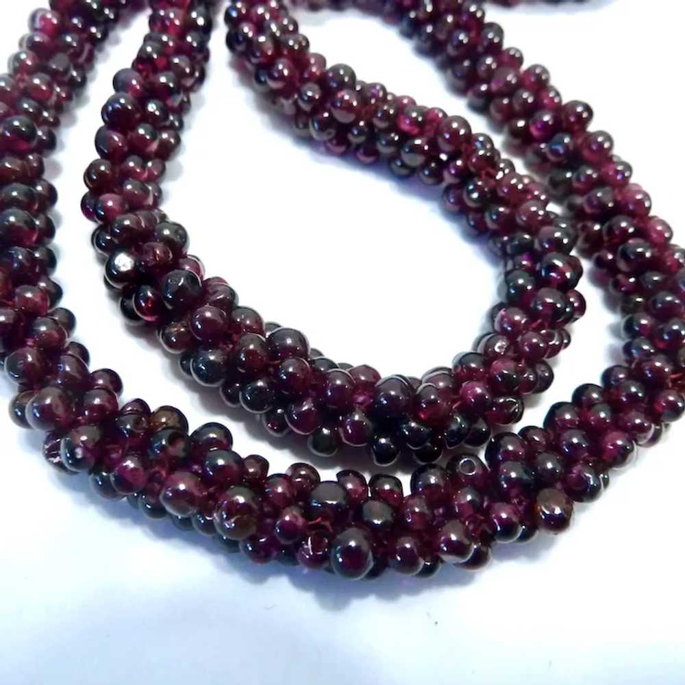 Garnet Bead Woven Rope Necklace Endless - image 5