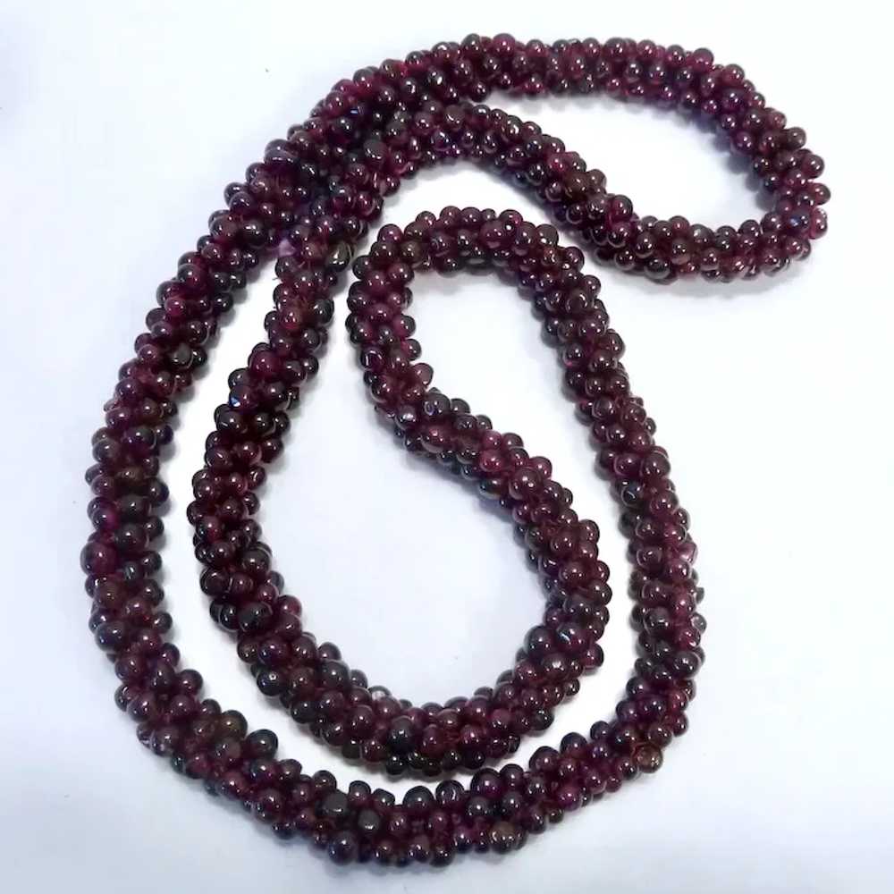 Garnet Bead Woven Rope Necklace Endless - image 9