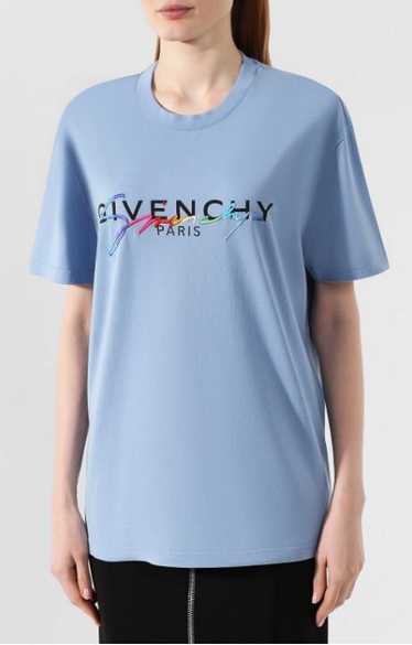 Givenchy Blue Rainbow Signature Logo T-Shirt