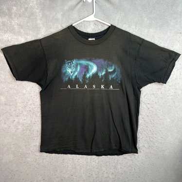 Fruit Of The Loom Vintage 90s Alaska Wolf T Shirt 