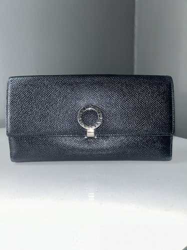 Bvlgari Bvlgari Black Leather long wallet with blu