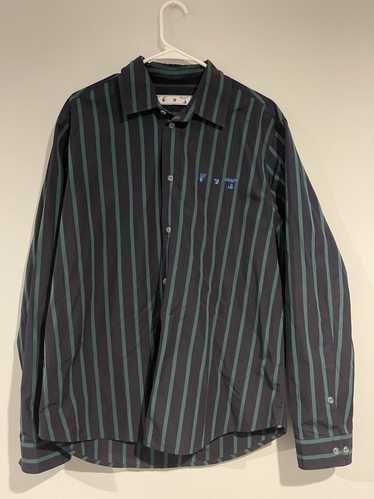 Off-White Buttoned Up Striped Logo Shirt in Black 